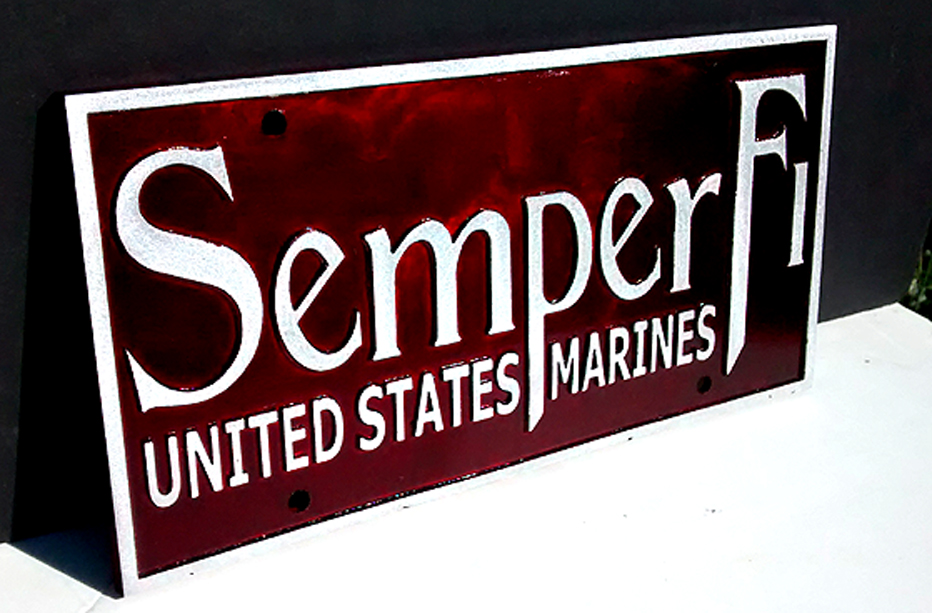 Semper Fi US Marine Corps Cast Aluminum License Plate